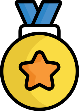 Kazanan ikon sembolü, ödül ödülünün renk tasarımı ile tasarımı ile tasvir edilmesi, modern grafik sanatları dijital tasarımı için mükemmel bir başarı ve zafer sembolü.