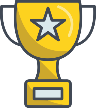 Kazanan ikon sembolü, ödül ödülünün renk tasarımı ile tasarımı ile tasvir edilmesi, modern grafik sanatları dijital tasarımı için mükemmel bir başarı ve zafer sembolü.