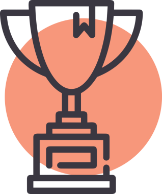 Kazanan ikon sembolü, ödül ödülünün renk tasarımı ile tasarımı ile tasvir edilmesi, modern grafik sanatları dijital tasarımı için mükemmel bir başarı ve zafer sembolü.