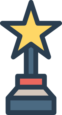 Kazanan ikon sembolü, ödül ödülünün renk tasarımı ile tasarımı ile tasvir edilmesi, modern grafik sanatları dijital tasarımı için mükemmel bir başarı ve zafer sembolü.