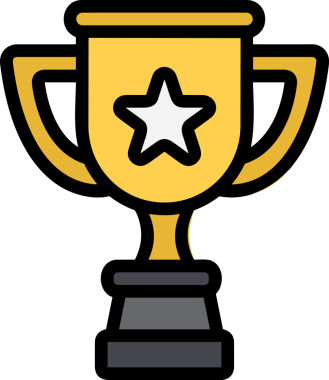 Kazanan ikon sembolü, ödül ödülünün renk tasarımı ile tasarımı ile tasvir edilmesi, modern grafik sanatları dijital tasarımı için mükemmel bir başarı ve zafer sembolü.