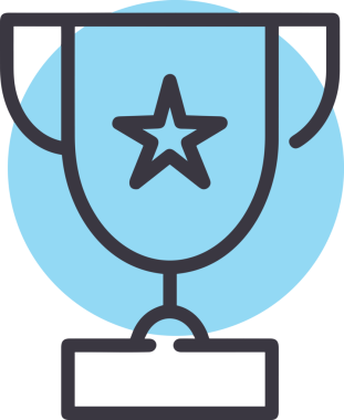 Kazanan ikon sembolü, ödül ödülünün renk tasarımı ile tasarımı ile tasvir edilmesi, modern grafik sanatları dijital tasarımı için mükemmel bir başarı ve zafer sembolü.