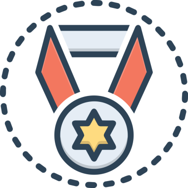 Kazanan ikon sembolü, ödül ödülünün renk tasarımı ile tasarımı ile tasvir edilmesi, modern grafik sanatları dijital tasarımı için mükemmel bir başarı ve zafer sembolü.