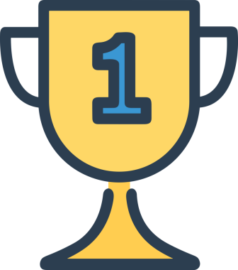 Kazanan ikon sembolü, ödül ödülünün renk tasarımı ile tasarımı ile tasvir edilmesi, modern grafik sanatları dijital tasarımı için mükemmel bir başarı ve zafer sembolü.