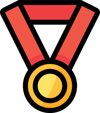 Kazanan ikon sembolü, ödül ödülünün renk tasarımı ile tasarımı ile tasvir edilmesi, modern grafik sanatları dijital tasarımı için mükemmel bir başarı ve zafer sembolü.