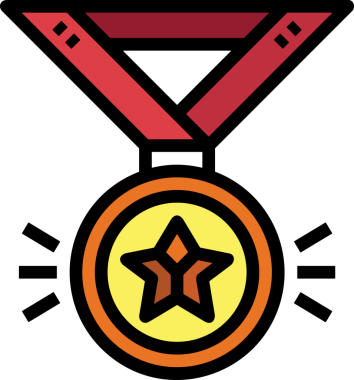 Kazanan ikon sembolü, ödül ödülünün renk tasarımı ile tasarımı ile tasvir edilmesi, modern grafik sanatları dijital tasarımı için mükemmel bir başarı ve zafer sembolü.