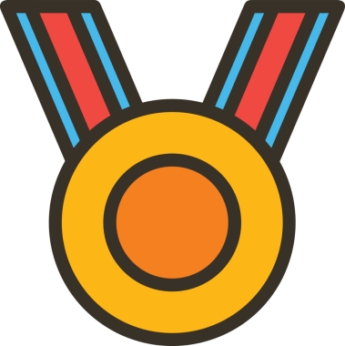 Kazanan ikon sembolü, ödül ödülünün renk tasarımı ile tasarımı ile tasvir edilmesi, modern grafik sanatları dijital tasarımı için mükemmel bir başarı ve zafer sembolü.