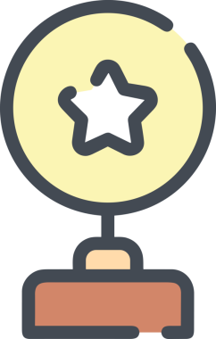 Kazanan ikon sembolü, ödül ödülünün renk tasarımı ile tasarımı ile tasvir edilmesi, modern grafik sanatları dijital tasarımı için mükemmel bir başarı ve zafer sembolü.