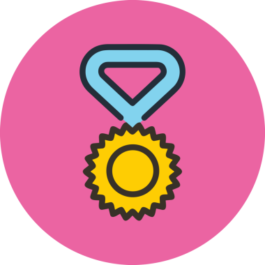 Kazanan ikon sembolü, ödül ödülünün renk tasarımı ile tasarımı ile tasvir edilmesi, modern grafik sanatları dijital tasarımı için mükemmel bir başarı ve zafer sembolü.