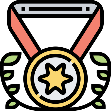 Kazanan ikon sembolü, ödül ödülünün renk tasarımı ile tasarımı ile tasvir edilmesi, modern grafik sanatları dijital tasarımı için mükemmel bir başarı ve zafer sembolü.