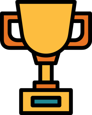 Kazanan ikon sembolü, ödül ödülünün renk tasarımı ile tasarımı ile tasvir edilmesi, modern grafik sanatları dijital tasarımı için mükemmel bir başarı ve zafer sembolü.