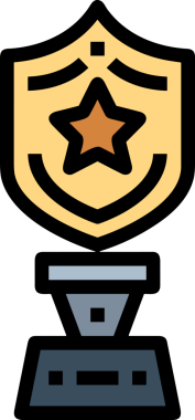 Kazanan ikon sembolü, ödül ödülünün renk tasarımı ile tasarımı ile tasvir edilmesi, modern grafik sanatları dijital tasarımı için mükemmel bir başarı ve zafer sembolü.