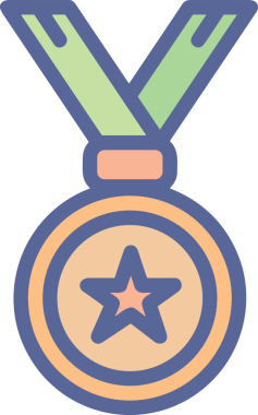 Kazanan ikon sembolü, ödül ödülünün renk tasarımı ile tasarımı ile tasvir edilmesi, modern grafik sanatları dijital tasarımı için mükemmel bir başarı ve zafer sembolü.