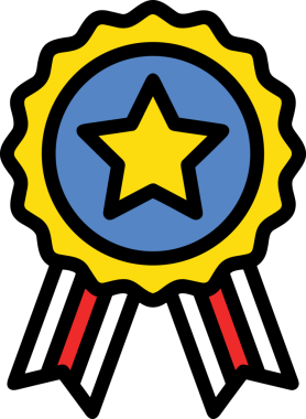 Kazanan ikon sembolü, ödül ödülünün renk tasarımı ile tasarımı ile tasvir edilmesi, modern grafik sanatları dijital tasarımı için mükemmel bir başarı ve zafer sembolü.