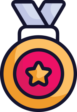 Kazanan ikon sembolü, ödül ödülünün renk tasarımı ile tasarımı ile tasvir edilmesi, modern grafik sanatları dijital tasarımı için mükemmel bir başarı ve zafer sembolü.