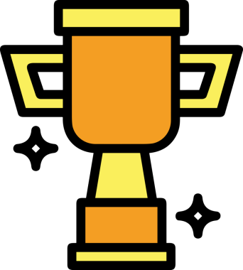 Kazanan ikon sembolü, ödül ödülünün renk tasarımı ile tasarımı ile tasvir edilmesi, modern grafik sanatları dijital tasarımı için mükemmel bir başarı ve zafer sembolü.