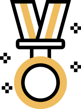 Kazanan ikon sembolü, ödül ödülünün renk tasarımı ile tasarımı ile tasvir edilmesi, modern grafik sanatları dijital tasarımı için mükemmel bir başarı ve zafer sembolü.