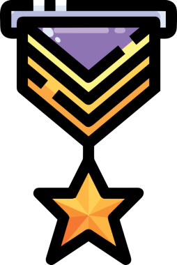 Kazanan ikon sembolü, ödül ödülünün renk tasarımı ile tasarımı ile tasvir edilmesi, modern grafik sanatları dijital tasarımı için mükemmel bir başarı ve zafer sembolü.