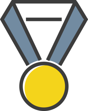 Kazanan ikon sembolü, ödül ödülünün renk tasarımı ile tasarımı ile tasvir edilmesi, modern grafik sanatları dijital tasarımı için mükemmel bir başarı ve zafer sembolü.