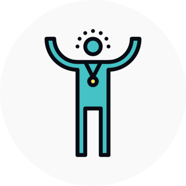 Kazanan ikon sembolü, ödül ödülünün renk tasarımı ile tasarımı ile tasvir edilmesi, modern grafik sanatları dijital tasarımı için mükemmel bir başarı ve zafer sembolü.