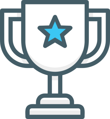 Kazanan ikon sembolü, ödül ödülünün renk tasarımı ile tasarımı ile tasvir edilmesi, modern grafik sanatları dijital tasarımı için mükemmel bir başarı ve zafer sembolü.