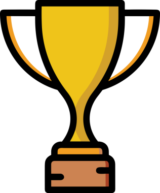 Kazanan ikon sembolü, ödül ödülünün renk tasarımı ile tasarımı ile tasvir edilmesi, modern grafik sanatları dijital tasarımı için mükemmel bir başarı ve zafer sembolü.