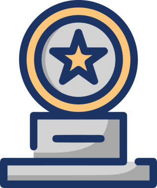 Kazanan ikon sembolü, ödül ödülünün renk tasarımı ile tasarımı ile tasvir edilmesi, modern grafik sanatları dijital tasarımı için mükemmel bir başarı ve zafer sembolü.