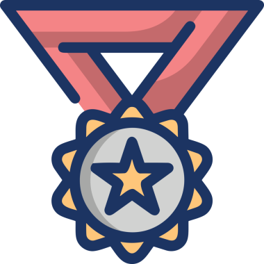 Kazanan ikon sembolü, ödül ödülünün renk tasarımı ile tasarımı ile tasvir edilmesi, modern grafik sanatları dijital tasarımı için mükemmel bir başarı ve zafer sembolü.