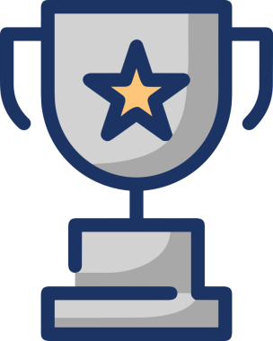 Kazanan ikon sembolü, ödül ödülünün renk tasarımı ile tasarımı ile tasvir edilmesi, modern grafik sanatları dijital tasarımı için mükemmel bir başarı ve zafer sembolü.