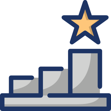 Kazanan ikon sembolü, ödül ödülünün renk tasarımı ile tasarımı ile tasvir edilmesi, modern grafik sanatları dijital tasarımı için mükemmel bir başarı ve zafer sembolü.