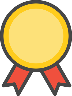 Kazanan ikon sembolü, ödül ödülünün renk tasarımı ile tasarımı ile tasvir edilmesi, modern grafik sanatları dijital tasarımı için mükemmel bir başarı ve zafer sembolü.