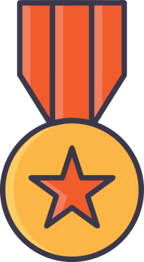 Kazanan ikon sembolü, ödül ödülünün renk tasarımı ile tasarımı ile tasvir edilmesi, modern grafik sanatları dijital tasarımı için mükemmel bir başarı ve zafer sembolü.