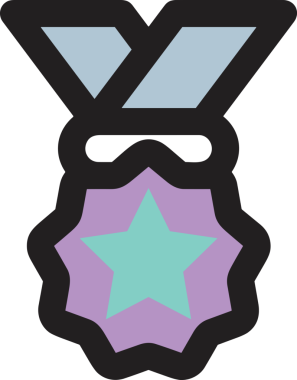 Kazanan ikon sembolü, ödül ödülünün renk tasarımı ile tasarımı ile tasvir edilmesi, modern grafik sanatları dijital tasarımı için mükemmel bir başarı ve zafer sembolü.