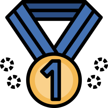 Kazanan ikon sembolü, ödül ödülünün renk tasarımı ile tasarımı ile tasvir edilmesi, modern grafik sanatları dijital tasarımı için mükemmel bir başarı ve zafer sembolü.