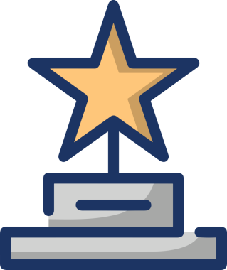 Kazanan ikon sembolü, ödül ödülünün renk tasarımı ile tasarımı ile tasvir edilmesi, modern grafik sanatları dijital tasarımı için mükemmel bir başarı ve zafer sembolü.