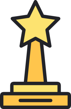 Kazanan ikon sembolü, ödül ödülünün renk tasarımı ile tasarımı ile tasvir edilmesi, modern grafik sanatları dijital tasarımı için mükemmel bir başarı ve zafer sembolü.