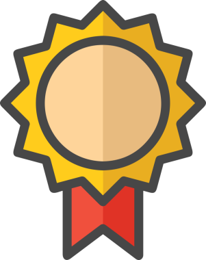 Kazanan ikon sembolü, ödül ödülünün renk tasarımı ile tasarımı ile tasvir edilmesi, modern grafik sanatları dijital tasarımı için mükemmel bir başarı ve zafer sembolü.