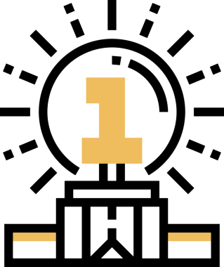 Kazanan ikon sembolü, ödül ödülünün renk tasarımı ile tasarımı ile tasvir edilmesi, modern grafik sanatları dijital tasarımı için mükemmel bir başarı ve zafer sembolü.