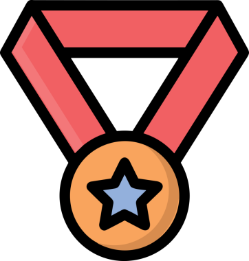 Kazanan ikon sembolü, ödül ödülünün renk tasarımı ile tasarımı ile tasvir edilmesi, modern grafik sanatları dijital tasarımı için mükemmel bir başarı ve zafer sembolü.