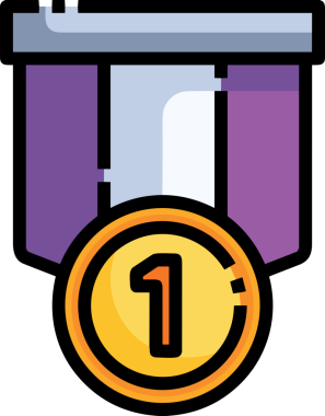 Kazanan ikon sembolü, ödül ödülünün renk tasarımı ile tasarımı ile tasvir edilmesi, modern grafik sanatları dijital tasarımı için mükemmel bir başarı ve zafer sembolü.