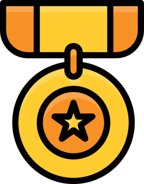 Kazanan ikon sembolü, ödül ödülünün renk tasarımı ile tasarımı ile tasvir edilmesi, modern grafik sanatları dijital tasarımı için mükemmel bir başarı ve zafer sembolü.