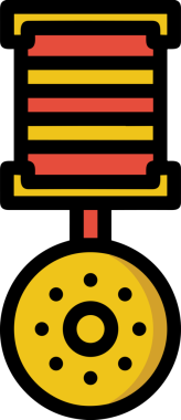 Kazanan ikon sembolü, ödül ödülünün renk tasarımı ile tasarımı ile tasvir edilmesi, modern grafik sanatları dijital tasarımı için mükemmel bir başarı ve zafer sembolü.