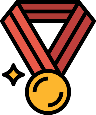 Kazanan ikon sembolü, ödül ödülünün renk tasarımı ile tasarımı ile tasvir edilmesi, modern grafik sanatları dijital tasarımı için mükemmel bir başarı ve zafer sembolü.