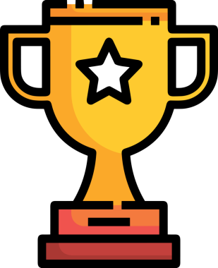 Kazanan ikon sembolü, ödül ödülünün renk tasarımı ile tasarımı ile tasvir edilmesi, modern grafik sanatları dijital tasarımı için mükemmel bir başarı ve zafer sembolü.