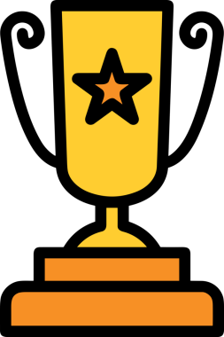 Kazanan ikon sembolü, ödül ödülünün renk tasarımı ile tasarımı ile tasvir edilmesi, modern grafik sanatları dijital tasarımı için mükemmel bir başarı ve zafer sembolü.