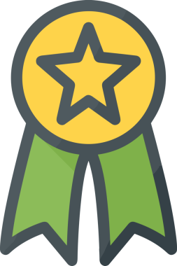 Kazanan ikon sembolü, ödül ödülünün renk tasarımı ile tasarımı ile tasvir edilmesi, modern grafik sanatları dijital tasarımı için mükemmel bir başarı ve zafer sembolü.