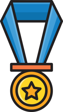 Kazanan ikon sembolü, ödül ödülünün renk tasarımı ile tasarımı ile tasvir edilmesi, modern grafik sanatları dijital tasarımı için mükemmel bir başarı ve zafer sembolü.