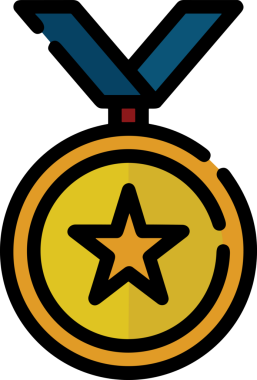 Kazanan ikon sembolü, ödül ödülünün renk tasarımı ile tasarımı ile tasvir edilmesi, modern grafik sanatları dijital tasarımı için mükemmel bir başarı ve zafer sembolü.