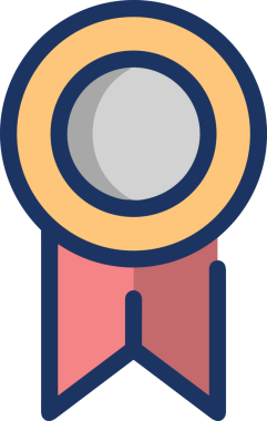 Kazanan ikon sembolü, ödül ödülünün renk tasarımı ile tasarımı ile tasvir edilmesi, modern grafik sanatları dijital tasarımı için mükemmel bir başarı ve zafer sembolü.