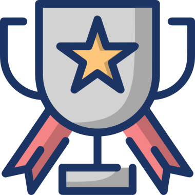 Kazanan ikon sembolü, ödül ödülünün renk tasarımı ile tasarımı ile tasvir edilmesi, modern grafik sanatları dijital tasarımı için mükemmel bir başarı ve zafer sembolü.